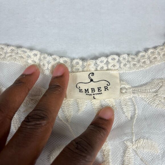 Ember Boho Lace Embroidered Kimono Duster Sheer Festival Cover Up Romantic L - Picture 4 of 9